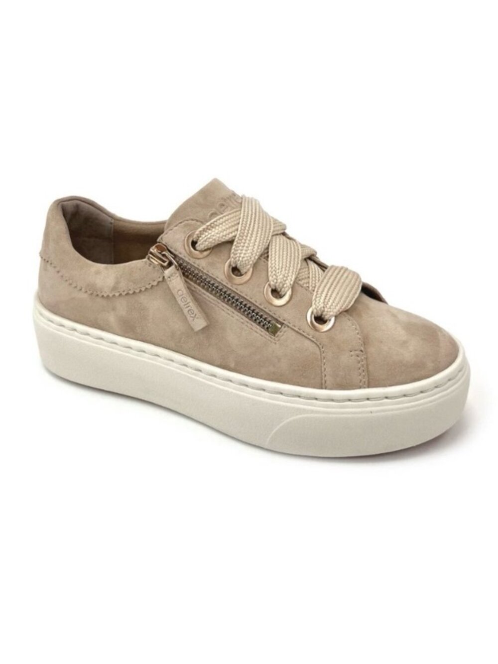Aetrex Aubrey Arch Support Suede Platform Sneakers Side Zipper Womens 8.5 Gray
